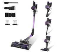 Stanew Aspiradora sin Cable, 55Kpa Escoba Aspiradora, 450W Motor sin Escobillas, 35 Minutos de Funcionamiento, LED, para Alfombras de Pelo de Mascota, Coches, Sofás, Morado