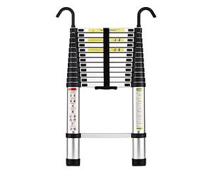 STANEW Escalera Telescópica de 3.8 m de Aluminio, Plegable, Reposabrazos Extraíble, Multifunción Portátil Plegable Extensible, Carga Máxima de 150 kg