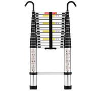 STANEW Escalera Telescópica de 4.4 m de Aluminio, Plegable, Reposabrazos Extraíble, Multifunción Portátil Plegable Extensible, Carga Máxima de 150 kg