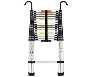 STANEW Escalera Telescópica de 4.4 m de Aluminio, Plegable, Reposabrazos Extraíble, Multifunción Portátil Plegable Extensible, Carga Máxima de 150 kg