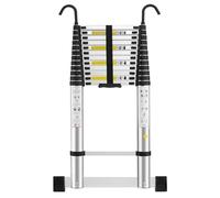 STANEW Escalera Telescópica de 5 m de Aluminio, Plegable, Escalera Extensible con Barra de Equilibrio con Reposabrazos Extraíble, Multifunción Portátil Plegable Extensible, Carga Máxima de 150 kg