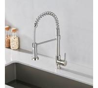 STANEW Grifo Cocina con Ducha Giratoria 360° Grifo Cocina de Muelle 2 Modos de Pulverización (Brushed finish, Small)