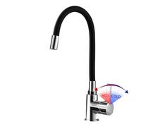STANEW Grifo de cocina con manguera de silicona flexible deformable 360°, giratorio de acero inoxidable, grifo monomando de latón cromado