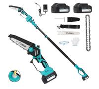 Stanew Mini Motosierra Telescopica 6 Pulgadas, Motosierra Bateria con 2 * 4000 mAh Baterías, Sierra Electrica Podar Arboles, Alcance Hasta 4,55 m, Ajuste Multiángulo de 0-120°, Display LCD
