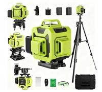 STANEW Nivel Láser Autonivelante 360 Grados, Nivel Láser Verde 16 Líneas, 2 x 360 Horizontal y 2 x 360 Verticales, 2 x Batería, Montaje en Pared, Control Remoto, Base Magnética,Incluye Trípode
