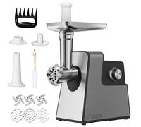 STANEW Picadora de carne eléctrica 3 en 1 con 3 placas de acero inoxidable, máquina de embutido Kubbe y 3 tubos de llenado para salchichas, capacidad 3,5 kg/min, 3 cuchillas, 3500 W, motor de cobre
