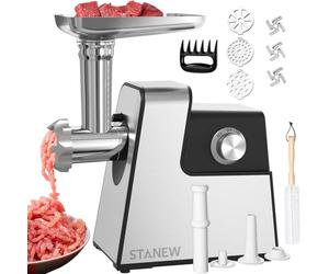 STANEW Picadora Electrica de Carne Crusher, 4 en 1 de Picadoras Eléctricas Carne con 3 placas de molienda de acero inoxidable y 3 cuchilla chopper 3500W Max salchichas Motor de cobre