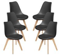 Stanew - Sillas Comedor, Juego de 6 Sillas Escandinavas, Silla de Cocina, Ideal para Comedor, Sala de Estar, Dormitorio, Sillas Negras