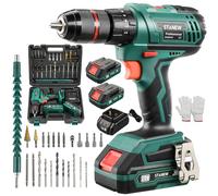 STANEW Taladro Percutor a Bateria 20V, Taladro Atornillador 2x2.0Ah Baterías, 35Nm, 18+3 Ajuste de Par, 2 Velocidad, 24 Accesorios, LED Luz Para Hogar, Bricolaje