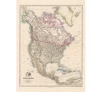 Stanfords 1884 Folio North America Map - Impresión sobre Lienzo, Multicolor, 60 x 80 cm