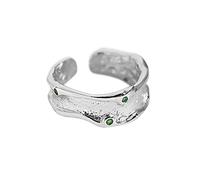 STANG Anillo de Plata 925 Viento frío Irregular Cóncavo y Convexo Cara Ancha Anillos de Mujer Anillo Abierto Ajustable