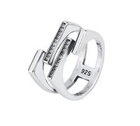 STANG Anillos de Plata 925 para Mujer, 4 Capas de circón, Boda Vintage, joyería de Moda, Anillos Antiguos Ajustables Grandes