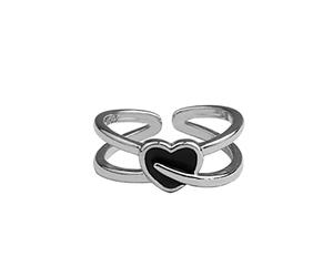 STANG Anillos de Plata 925 para Mujer, joyería de Moda de Boda de Oro Vintage con Forma de corazón Negro, Anillos Antiguos Ajustables Grandes
