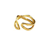 STANG Anillos de Plata 925 para Mujer, líneas Doradas, joyería de Moda para Boda Vintage, Anillos Antiguos Ajustables Grandes