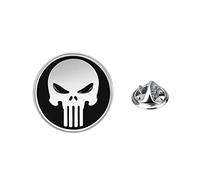 STANG Broche de Calavera de Punisher de Aceite Redondo de Plata para Hombres y Mujeres, Pin para Cuello, Mini Insignia de Halloween, Broche, suéter, Chaqueta, Vestido, Recuerdo de Fiesta