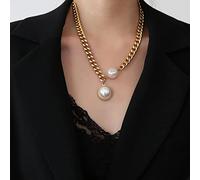 STANG Cadena Gruesa Dorada exagerada con Personalidad, Collar de Perlas Grandes, Cadena de suéter, Regalo de joyería Exquisita para Mujer