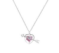 STANG Collar de Amor de Diamante Rosa con Flecha de Cupido de Plata 925, Cadena de clavícula de corazón con una Flecha, Regalo de joyería de Lujo