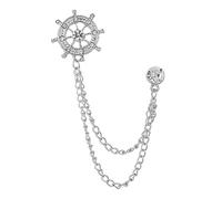 STANG Coreano Metal Timón Rhinestone Broche Borla Cadena Pin Hombres # 39; s Traje Camisa Insignia Escudo Corsage Joyería Femenina para Mujeres Accesorios
