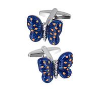 STANG Gemelos con Forma de Mariposa de Color Aceite de Goteo Azul para Hombres y Mujeres, Camisa Francesa, Gemelos de Negocios, Accesorios para puños, Regalo