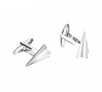 STANG Gemelos de avión de Papel Plateado con Forma de Luchador para Hombre, puños franceses, uñas, puños, Accesorios de Personalidad, Regalos