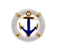 STANG Moda Vestido Traje Collar Pin Creativo Redondo Tridimensional aleación Chapado en Oro Gota de Aceite Ancla Broche Azul Marino Pin Regalo