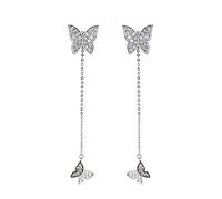 STANG Pendientes Largos de Mariposa a la Moda con Aguja de Plata 925, Pendientes Colgantes Traseros de Doble Uso con borlas, Regalo de joyería Exquisito para Mujer