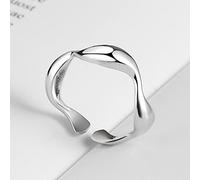 STANG S925 Anillo de Plata Minimalista Onda Irregular Anillo de Mujer Brillante Anillo Abierto