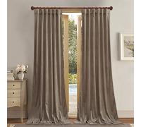 StangH Taupe Velvet Curtains 96 Inches Long, Luxury Back Tab Thermal Insulated Room Darkening Window Drapes for Sliding Glass Door/Bedroom, W52 x L96, 2 Panels
