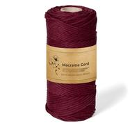 STANKE Hilo macrame 3mm 100m color Burdeos - Cuerda algodon para boho DIY, cestas, atrapasueños - Cordon de algodon para guirnaldas, posavasos, bolsos - 100% algodon, retorcido, suave, bobina grande