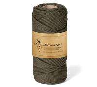 STANKE Hilo macrame 3mm 100m color Verde oliva - Cuerda algodon para boho DIY, cestas, atrapasueños - Cordon de algodon para guirnaldas, posavasos, bolsos - 100% algodon, retorcido, bobina grande