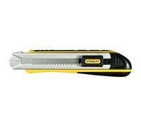 STANLEY 0-10-486, Cúter de la gama Fatmax, Cuchilla retráctil de 25 mm de ancho, Carro de acero inoxidable, Bloqueo y recarga automáticos, Se suministra con 4 cuchillas