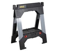 STANLEY 1-92-980, Caballete FatMax Aluminio,Patas Telescopicas, Capacidad de Carga 1150 Kg por Par, Pies Ajustables, Sistema de Soporte en V, Ajuste Rápido, Goma Antideslizante, Plegable, Pack 2 ud.