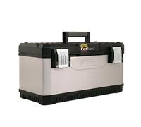 STANLEY FATMAX Caja de Herramientas Metálica 58,4cm, Clips Metálicos Anticorrosión, Asa Bimaterial, Estructura de Metal y Polipropileno, Almacenamiento Vertical, 1-95-616