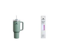 STANLEY 1913 Quencher H2.0 FlowState Tumbler 1.2L - Termo Mantiene el Frío 11 Horas - Bebida Helada Hasta 48 Horas - Incluye Juego de Pajitas (Pack de 4) - Shale