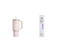 STANLEY 1913 Quencher H2.0 FlowState Tumbler 1.2L - Termo Mantiene el Frío 11 Horas - Bebida Helada Hasta 48 Horas - Incluye Juego de Pajitas (Pack de 4) - Rose Quartz