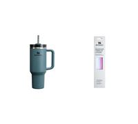 STANLEY 1913 Quencher H2.0 FlowState Tumbler 1.2L - Termo Mantiene el Frío 11 Horas - Bebida Helada Hasta 48 Horas - Incluye Juego de Pajitas (Pack de 4) - Cream
