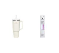 STANLEY 1913 Quencher H2.0 FlowState Tumbler 1.2L - Termo Mantiene el Frío 11 Horas - Bebida Helada Hasta 48 Horas - Incluye Juego de Pajitas (Pack de 4) - Cream