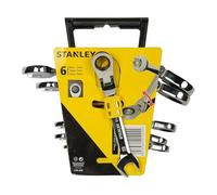 Stanley 4-91-444 Llave combinada de carraca con cabeza indexable, acero al cromo forjado, resistente a la corrosión, cabeza poligonal, hexágono inclinado 12, ángulo de retorno 5°, estándar, 6 piezas
