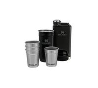 Stanley Adventure Pre-Party Vasos de Chupito + Petaca Set Matte Black - Acero Inoxidable Sin BPA - Petaca de Acero Inoxidable - Set de regalo - Apta Para Lavavajillas