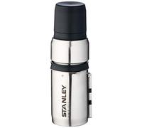 STANLEY Adventure Series Vacuum Bottle Coffee System Double Wall Foam Insulation 18/8 Stainless Steel Dry storage in stopper Lid separates into 2 cups Integrated pot + press Unbreakable