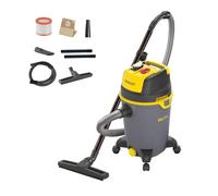 Stanley Aspirador multiuso SXVC25PTDE de sólidos y líquidos, Ligero, con Rueda, con toma para herramientas eléctricas integrada (1200 W, 25 L), Amarillo Y Negro