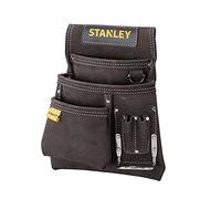 Stanley Bolsa para Clavos con Soporte para Martillo, Piel de búfalo Flexible y Duradera, múltiples Bolsillos de fácil Acceso, Reforzada con Remaches, Cosido Doble, STST1-80114