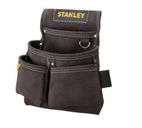 STANLEY Bolsa portaherramientas de cuero,4 bolsillos,Soporte especial para flexómetro,Doble costura,Abertura amplia para el cinturón- 30x 7x 33 cm, STST1-80116