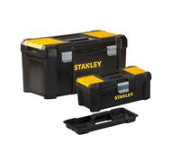 STANLEY Bonus Pack 2 Cajas de herramientas de plástico 12.5"/32cm + 19"/48cm, Cierres de metal, Asa ergonómica, Organizadores integrados en las tapas, STST1-75772