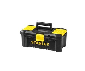 STANLEY Caja de herramientas de plástico con cierre de plástico, 32 x 18,8 x 13,2 cm, asa ergonómica, organizadores en la tapa, bandeja interior extraíble, orificio para candado, STST1-75514
