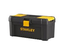 STANLEY Caja de herramientas de plástico con cierre de plástico, 40,6 x 20,5 x 19,5 cm, asa ergonómica, organizadores en la tapa, bandeja interior extraíble, orificio para candado, STST1-75517