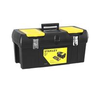 STANLEY Caja de Herramientas Milenium, Resistente Polipropileno, Bandeja Extraíble, Organizadores en Tapa, Cierres Metálicos, Asa Bimaterial, dimensiones en cm 61 x 27 x 28,4, 1-92-067