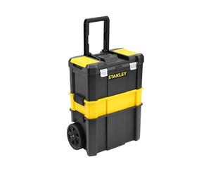 STANLEY Caja herramientas rodante Essential, pestillos metal, STST1-80151 | Contenedor extragrande, bandeja portátil, caja mediana, 2 compartimentos en la tapa y pestillos inoxidables.