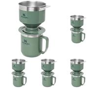 STANLEY Camp Mug Termo Café con Perfect Brew Pour Over Set - 1.5 Horas Caliente - 3 Horas Frío - Vaso Cafe para Llevar Acero Inoxidable con cafetera - Apta Para Lavavajillas - Hammertone Green