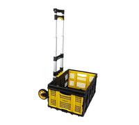 Stanley Carretilla plegable y caja plegable FT501/FT505 - Carretilla de transporte 70 kg - Caja plegable de 25 kg - Compras, manejo y mudanza - negro/amarillo